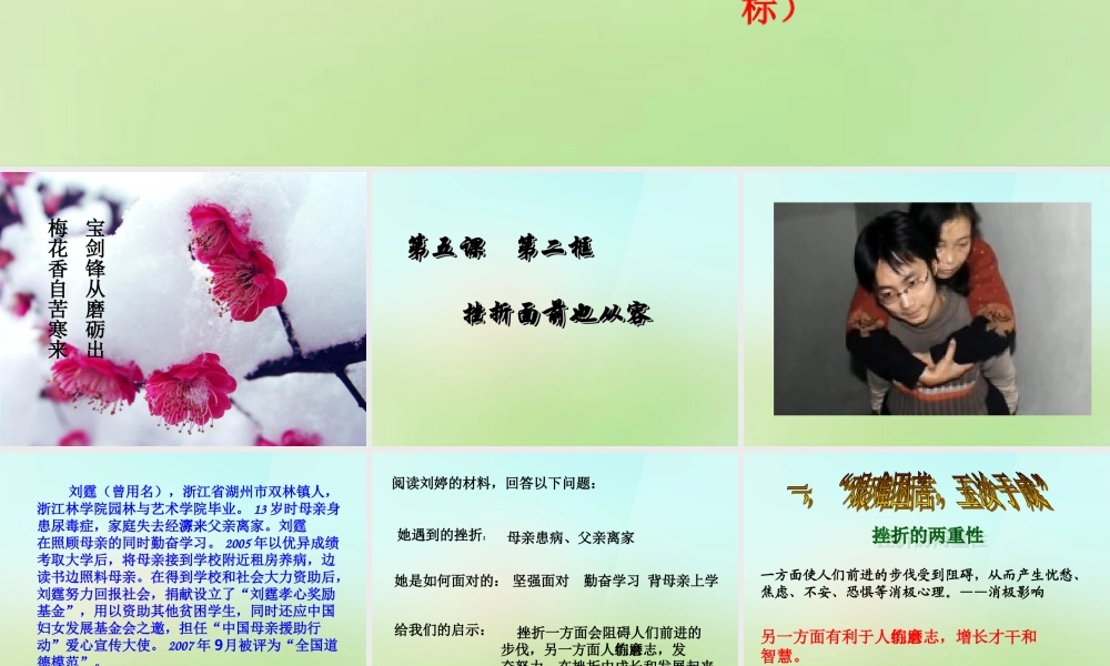 中学七年级政治下册 5.2 挫折面前也从容课件 新人教版 课件