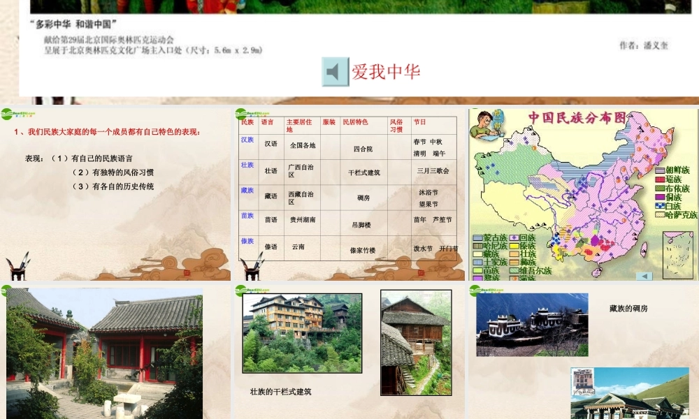 八年级政治下册 统一的多民族大家庭课件 湘教版 课件