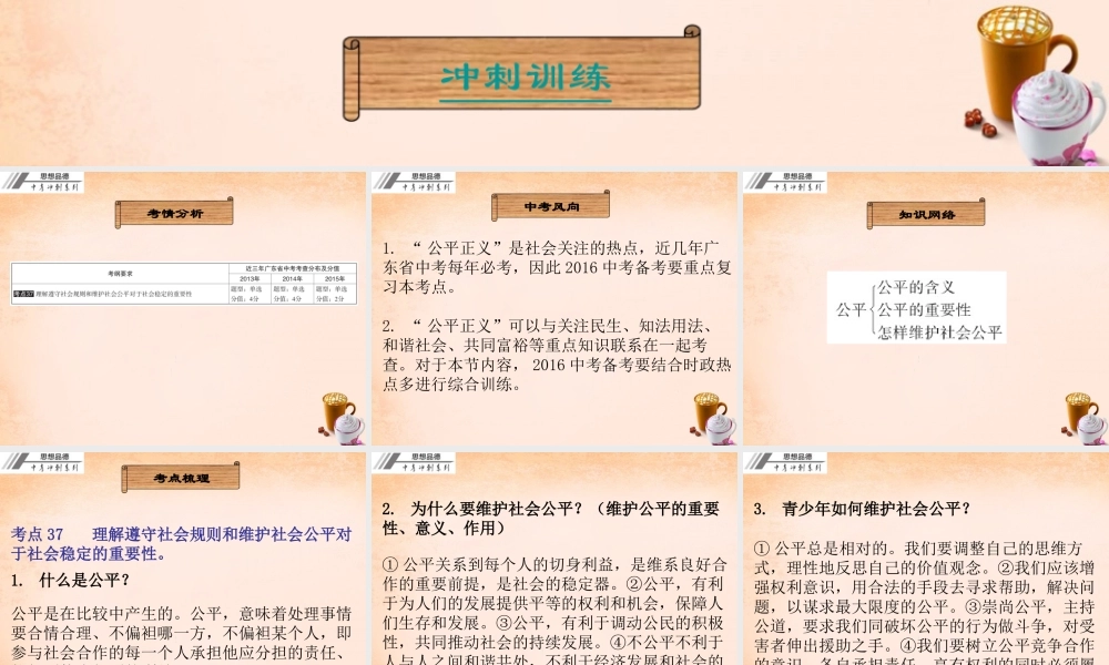 中考政治冲刺复习 第六章 社会公平课件