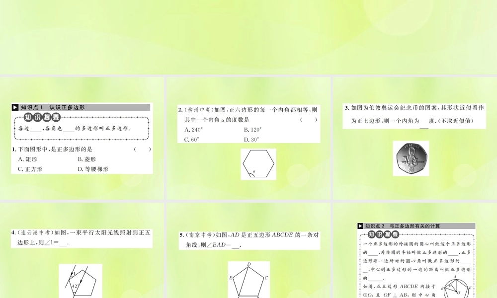 九年级数学上册 第二十四章 圆 241 圆的有关性质 243 正多边形和圆课件 (新版)新人教版 课件