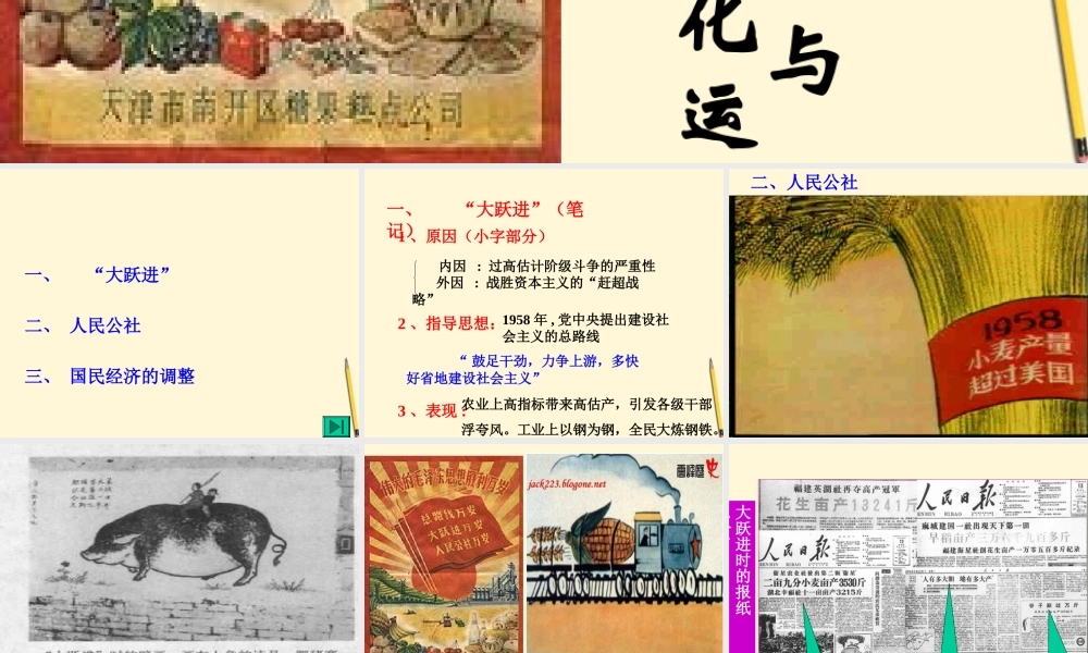 八年级历史下册 第4课( 大跃进 与人民公社化运动)课件 华东师大版  课件