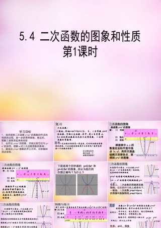九年级数学下册 54 二次函数yax2的图象和性质(第1课时)课件 (新版)青岛版 课件