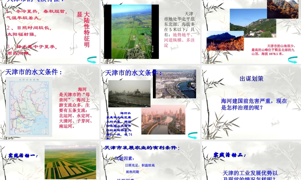 八年级地理下册：第二章第二节  华北门户 ——天津市(课件)湘教版 课件