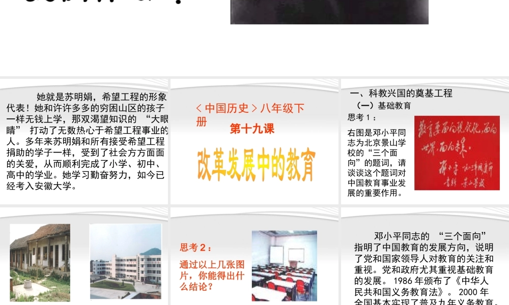 八年级历史下册 改革发展中的教育课件 人教新课标版 课件