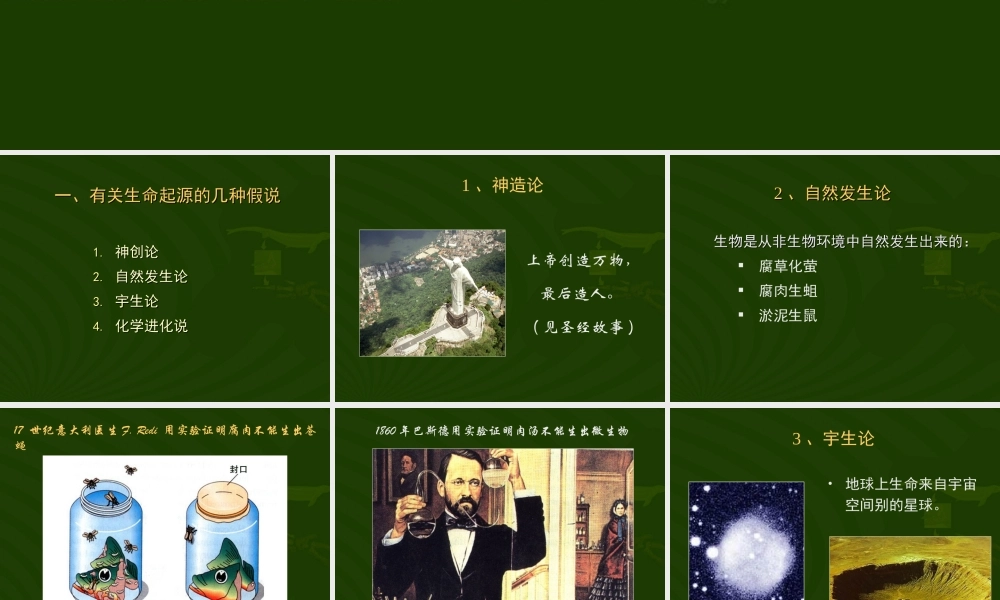 八年级生物新课标人教版地球上生命的起源ppt00 课件