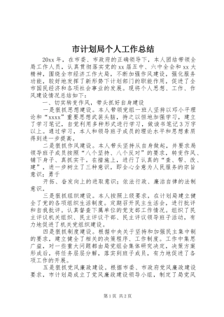 市计划局个人工作总结
