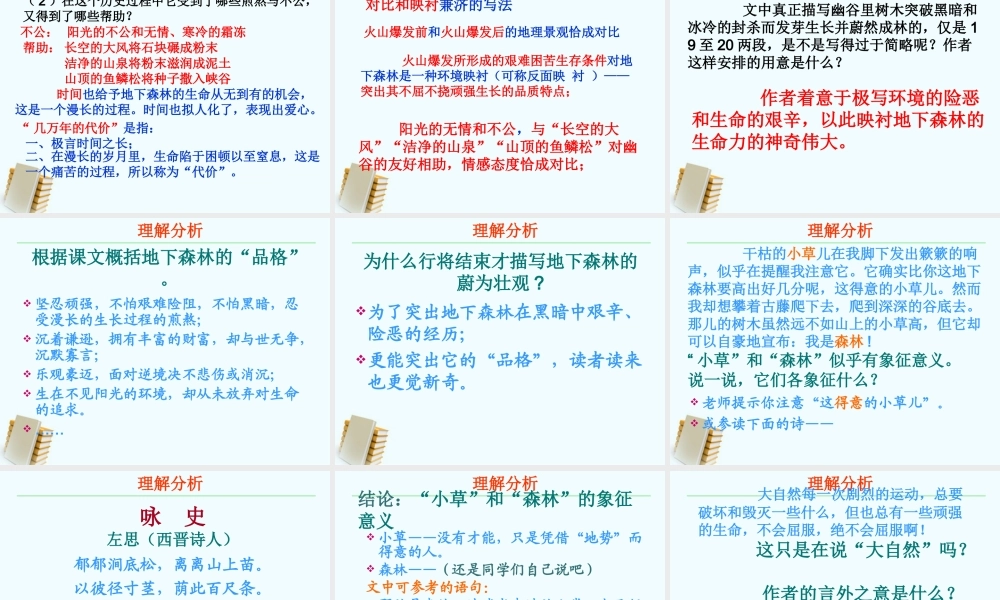 九年级语文上册 28(地下森林断想)课件 鲁教版 课件