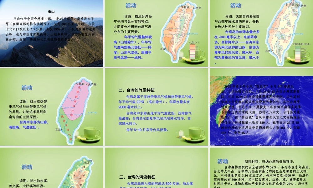 八年级地理下册(8.2 台湾省的地理环境与经济发展)课件 (新版)湘教版 课件