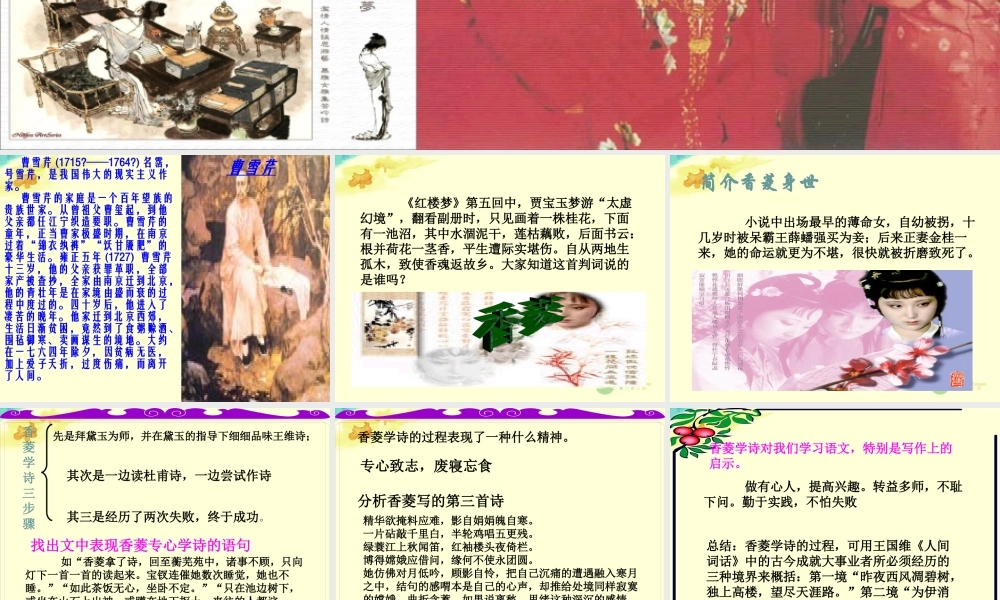 九年级语文上册 第五单元(香菱学诗)课件 新人教版 课件