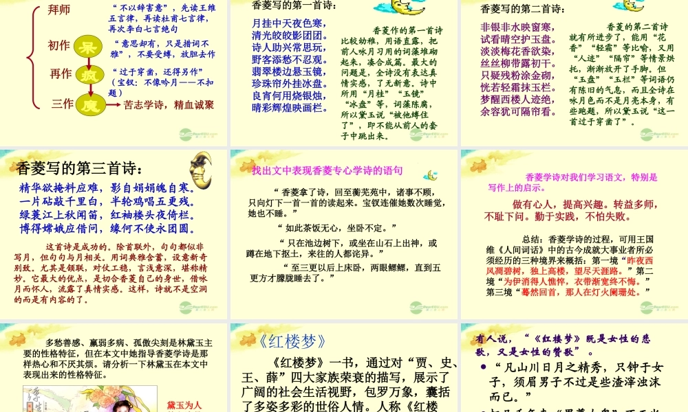 九年级语文上册 第五单元(香菱学诗)课件 新人教版 课件