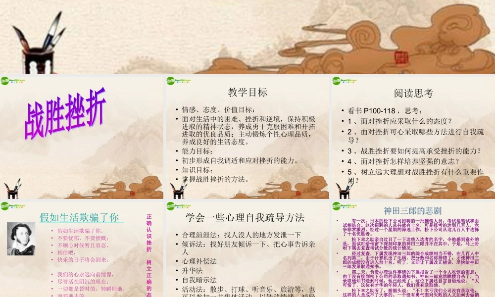 八年级政治上册(战胜挫折课件)教科版 课件