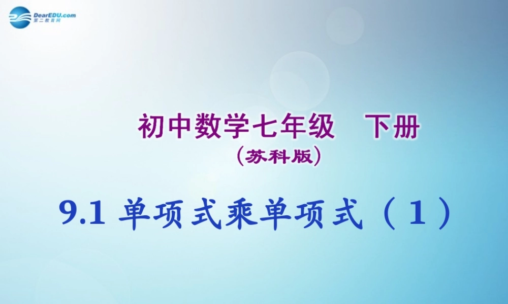 中学七年级数学下册 9.1 单项式乘单项式课件 苏科版 课件