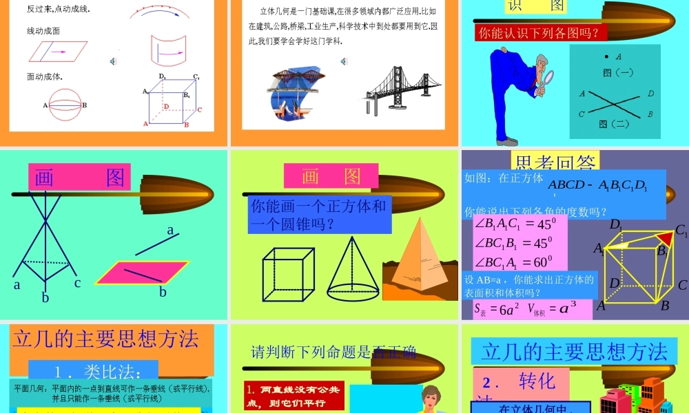 人教版高二数学平面的基本性质立体几何序言 课件
