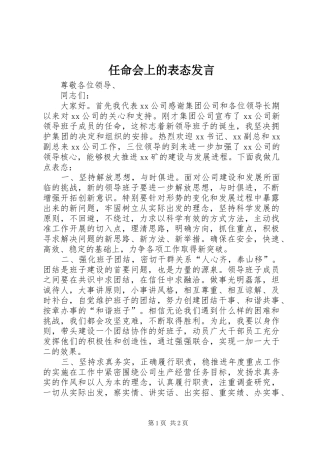 任命会上的表态发言