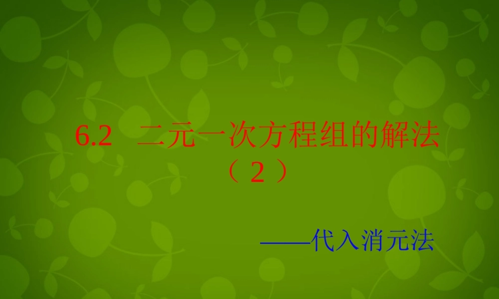 七年级数学下册 第六章 第2节(二元一次方程组的解法)课件2 (新版)冀教版