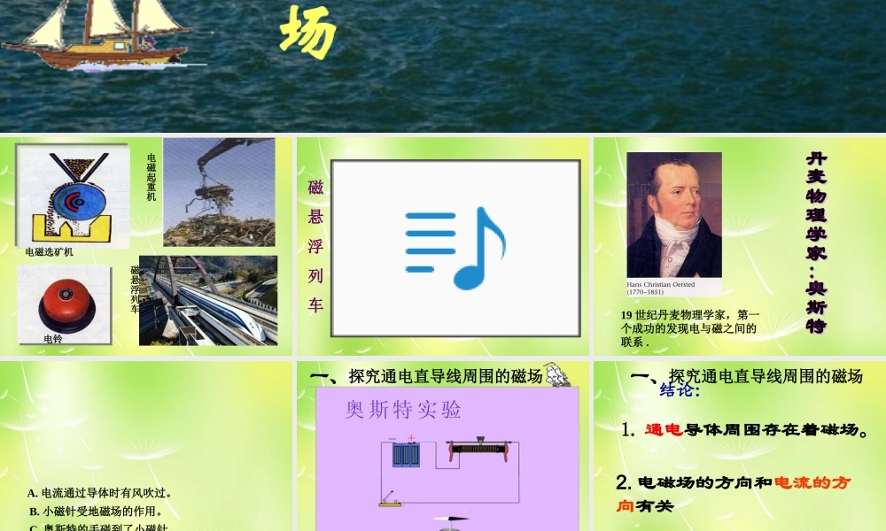 九年级物理上册 72 电流的磁场课件 (新版)教科版 课件