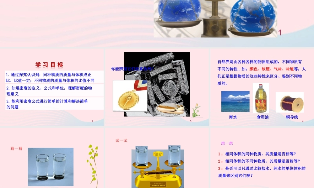 八年级物理全册 第五章 第三节 科学探究：物质的密度教学课件 (新版)沪科版 课件