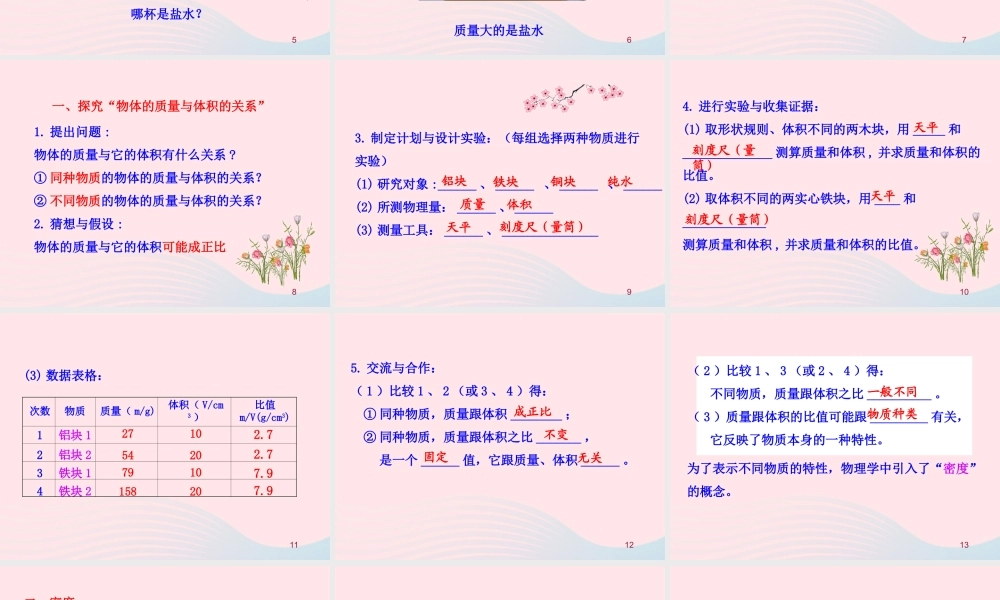 八年级物理全册 第五章 第三节 科学探究：物质的密度教学课件 (新版)沪科版 课件