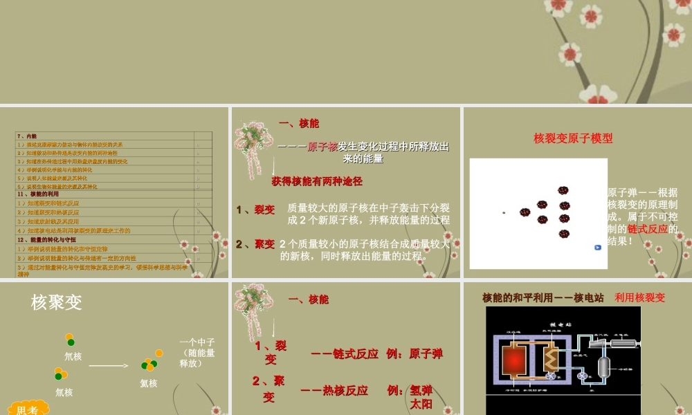 九年级科学 第29课(核能、能源、能量守恒)课件 浙教版 课件