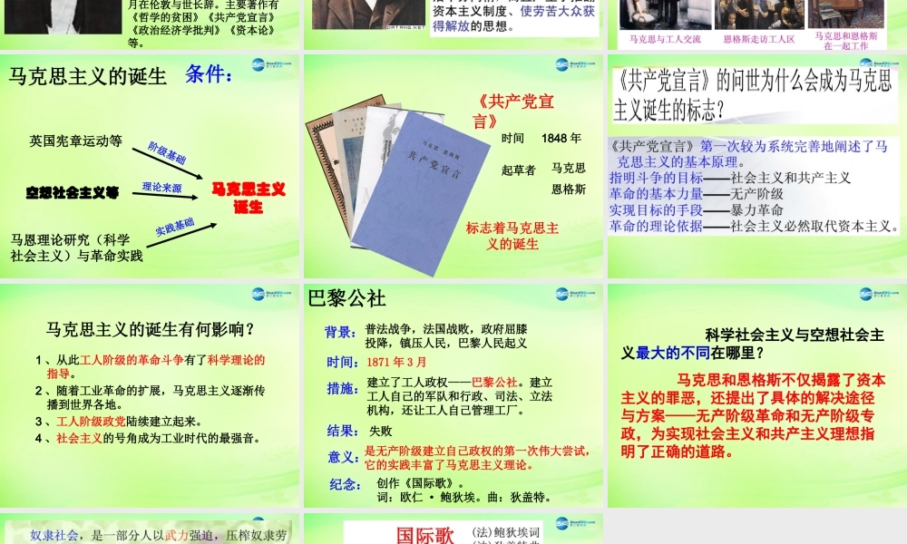 八年级历史与社会下册 7.2 工人的斗争与马克思主义的诞生课件 人教版 课件