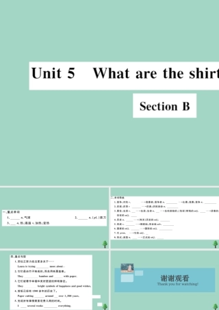 九年级英语全册 Unit 5 What are the shirts made of Section B(小册子)作业课件 (新版)人教新目标版 课件