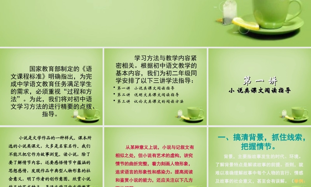 名师指津八年级语文学法 第四讲 阅读—小说课件 新人教版 课件