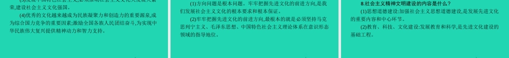 中考政治 第一编 基础篇 第三部分 我与国家和社会 第19讲 文化建设 民族精神课件