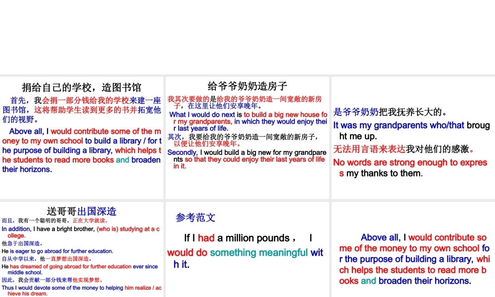 作文百万英镑 高一英语的作文大集合课件新人教版必修4