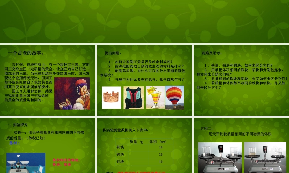 八年级物理上册 第五章 第2节 探究物质的密度课件 粤教沪版 课件