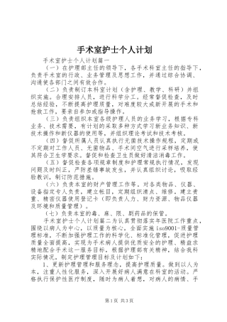 手术室护士个人计划