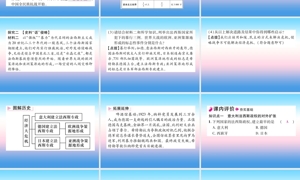 九年级历史下册 第4单元 经济大危机和第二次世界大战 第14课 法西斯国家的侵略扩张自主学习课件 新人教版 课件