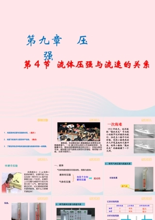 八年级物理下册 9.4 流体压强与流速的关系课件 (新版)新人教版 课件