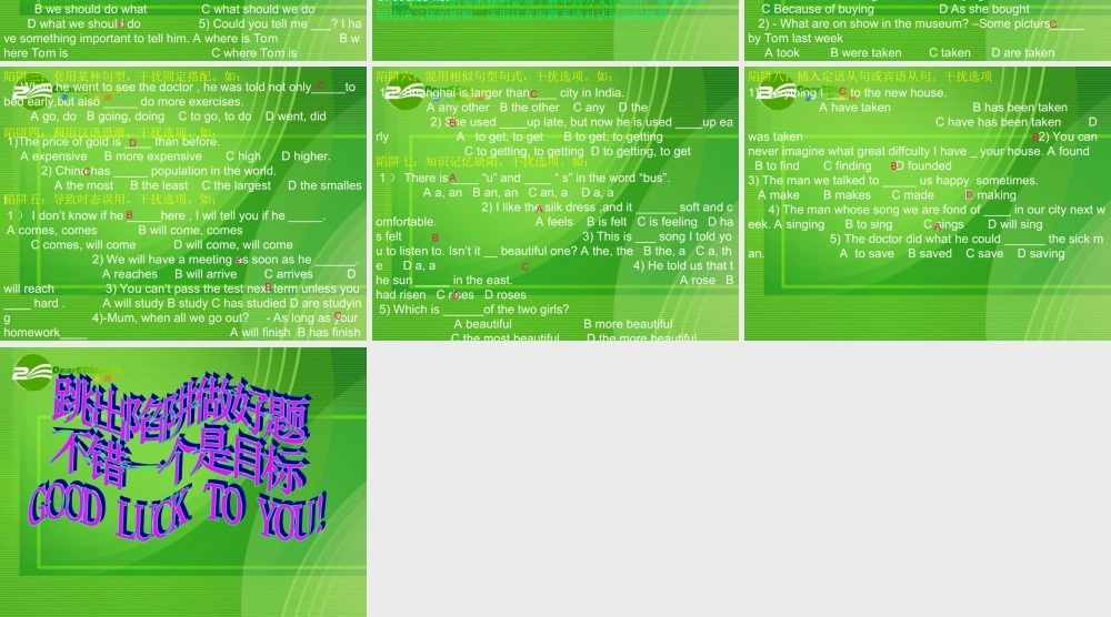 九年级英语中考单项选择题解题技巧即陷阱类型课件仁爱版 课件