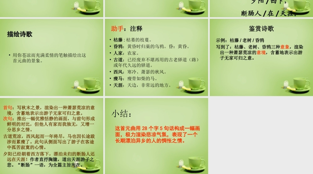 中学七年级语文上册 3.15(天净沙秋思)课件 (新版)新人教版 课件