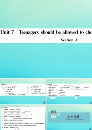 九年级英语全册 Unit 7 Teenagers should be allowed to choose their own clothes Section A习题课件 (新版)人教新目标版 课件