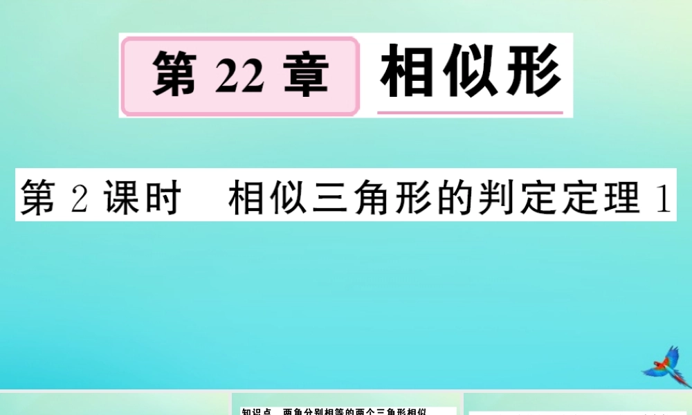 九年级数学上册 第22章 相似形 222 相似三角形的判定 第2课时 相似三角形的判定定理1作业课件 (新版)沪科版 课件