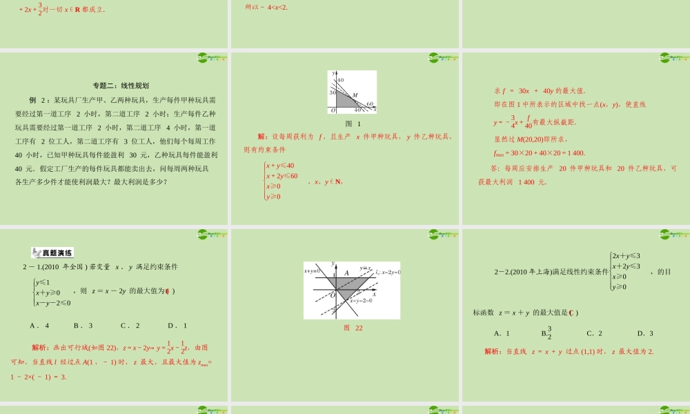 数学 第三章 章末整合提升配套课件 新人教A版必修5 课件