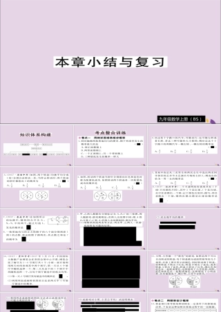 九年级数学上册 第三章 概率的进一步认识本章小结与复习习题课件 (新版)北师大版 课件