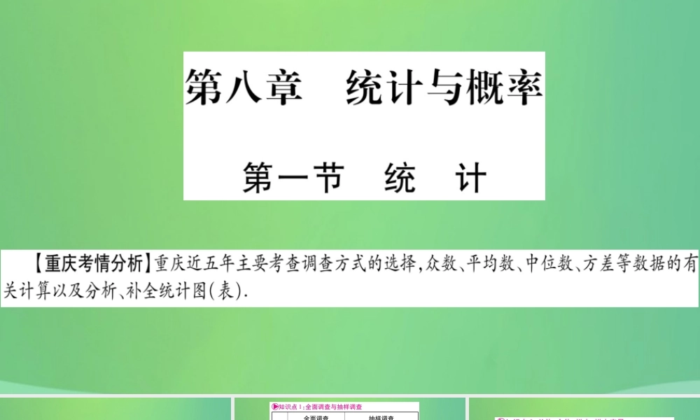 中考数学复习 第一轮 考点系统复习 第八章 统计与概率 第一节 统计(精讲)课件