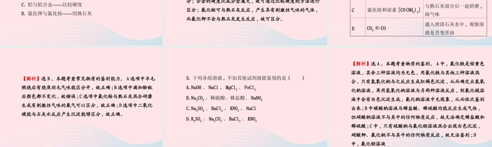 中考化学全程复习 专项三 物质的检验、分离与推断课件 新人教版 课件