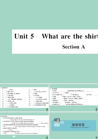 九年级英语全册 Unit 5 What are the shirts made of Section A(小册子)作业课件 (新版)人教新目标版 课件