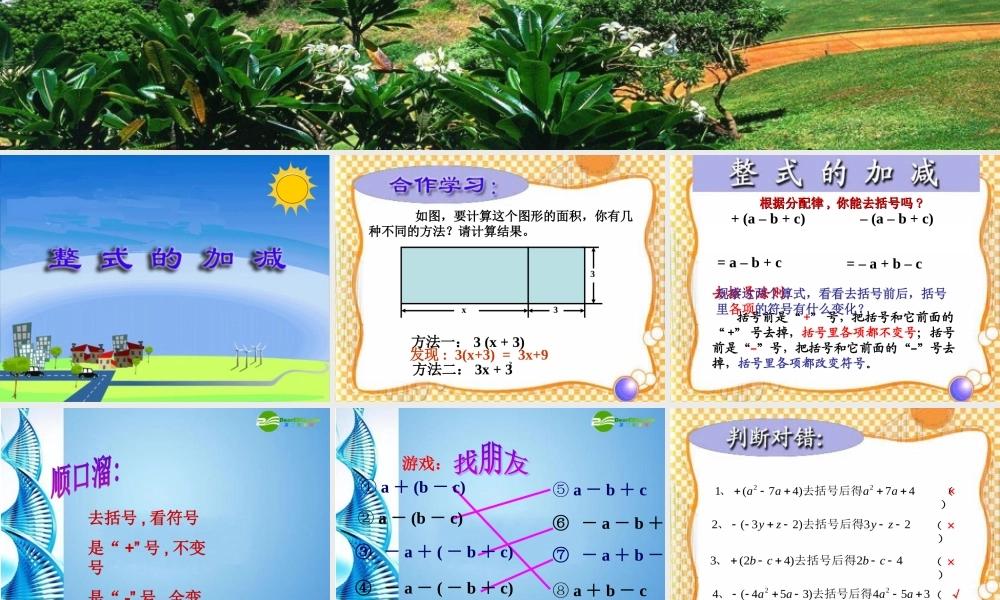 中学七年级数学上册 4.6整式的加减课件 浙教版 课件