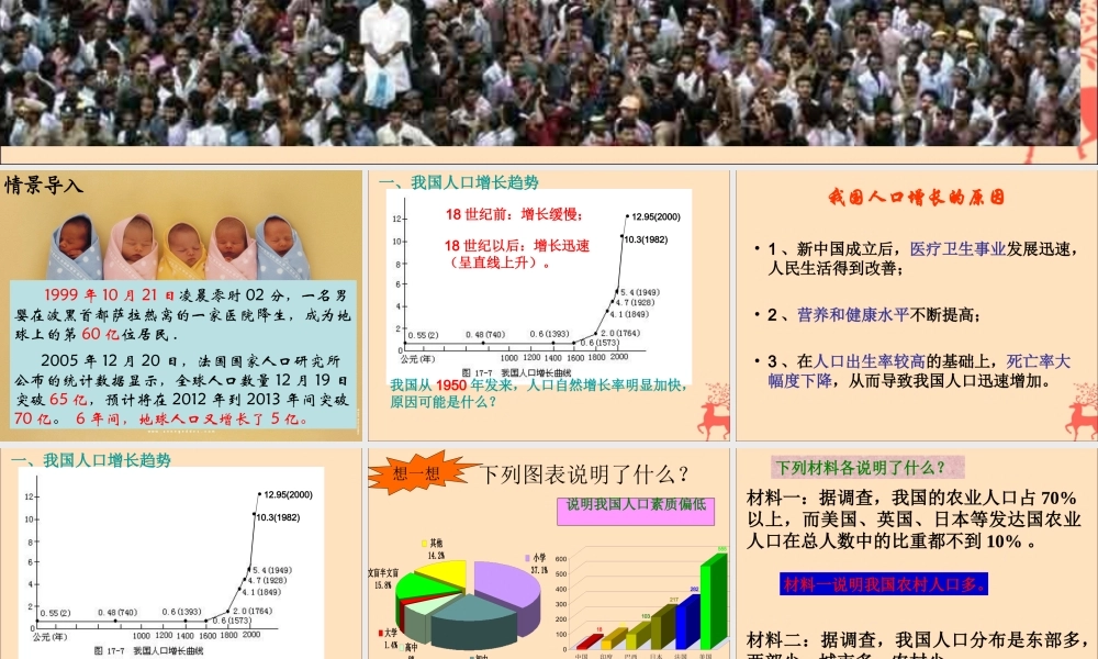 八年级生物下册 第七单元 生物与环境 第三章 人类与自然界的协调和发展 7.3.1 控制人口的过度增长课件(新版)冀教版 课件
