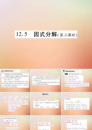 八年级数学上册 第12章 整式的乘除 12.5 因式分解(第3课时)课时检测课件 (新版)华东师大版 课件