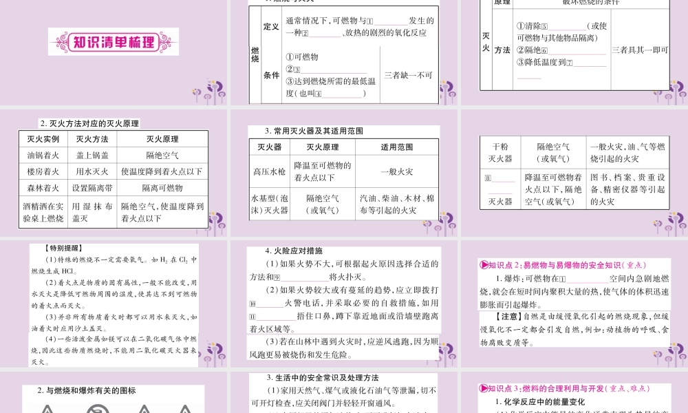 中考化学复习 第一部分 基础知识 第一单元 常见的物质 第4讲 燃料及其利用(精讲)课件