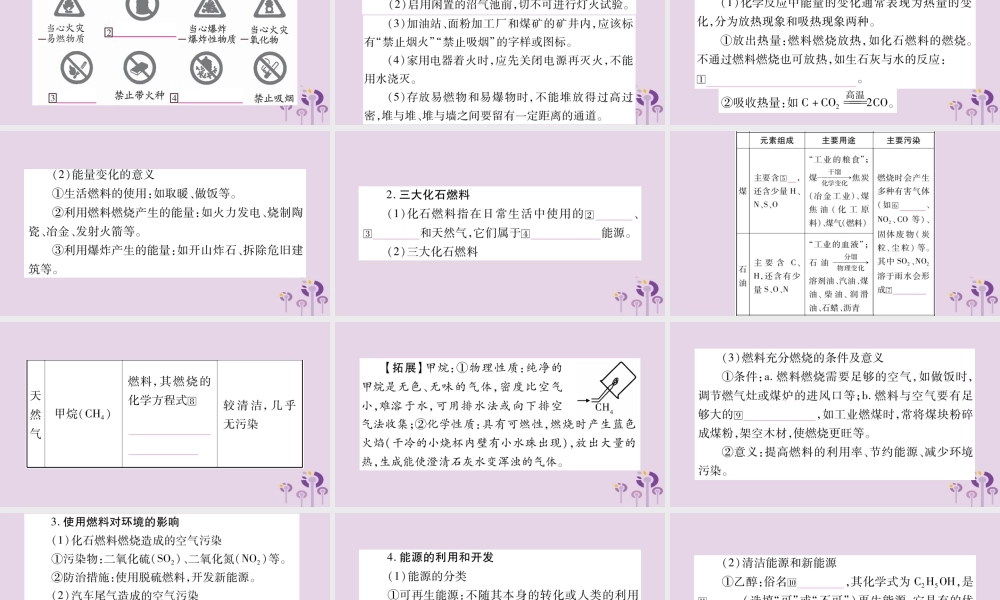 中考化学复习 第一部分 基础知识 第一单元 常见的物质 第4讲 燃料及其利用(精讲)课件