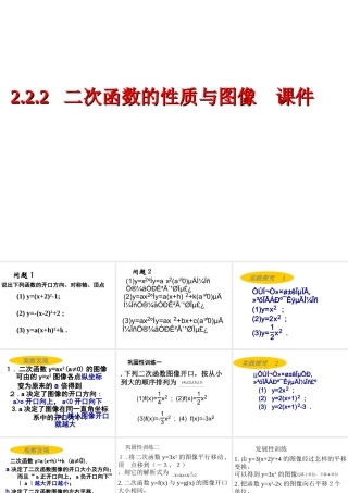 数学：222(二次函数的性质与图象)课件 (新人教B版必修1) 高一数学： 2.2一次函数和二次函数(课件) 新课标人教B版必修1
