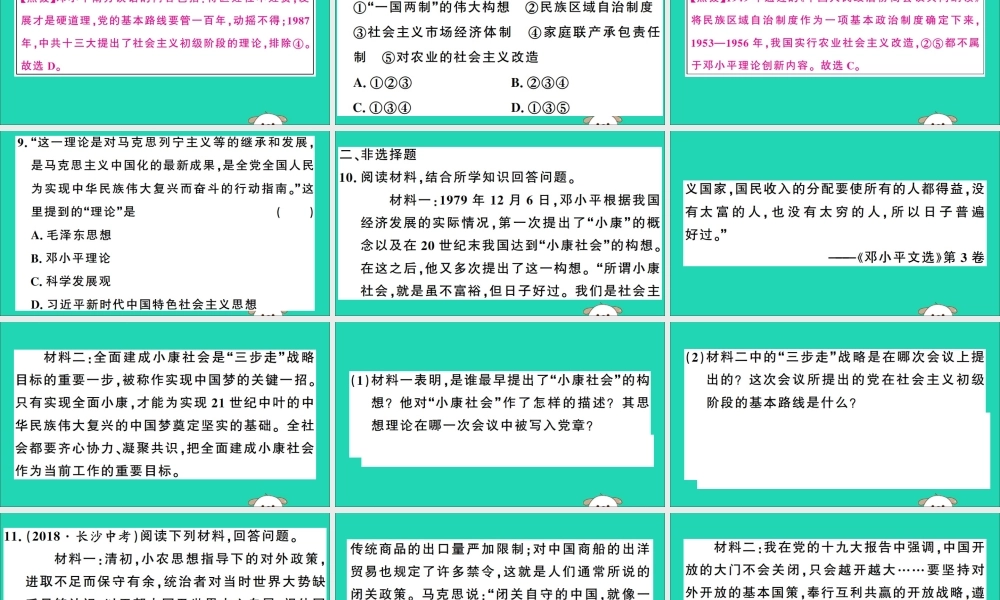 春八年级历史下册 热点专项突破篇 专题三 建设中国特色社会主义习题课件 新人教版 课件