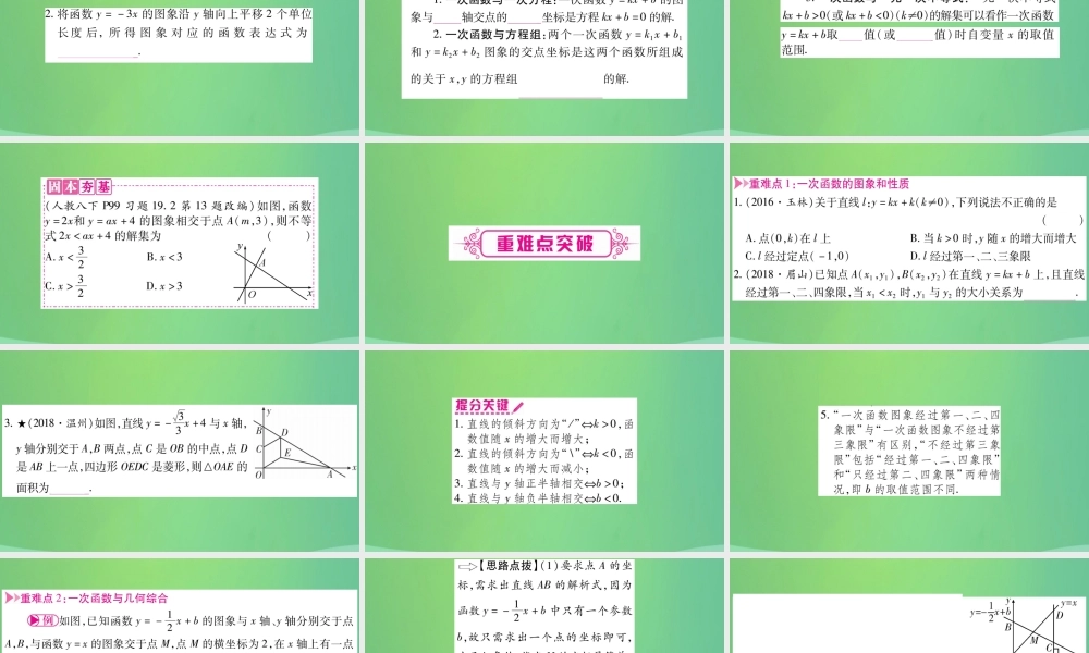 中考数学复习 第一轮 考点系统复习 第三章 函数 第二节 一次函数(精讲)课件