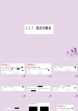 九年级数学上册 第2章 一元二次方程 22 一元二次方程的解法 223 因式分解法作业课件 (新版)湘教版 课件